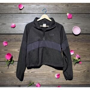 Victorias Secret Pink Cropped 1/4 Zip Pullover Black XS